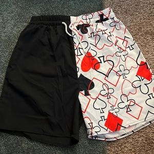 Half Black Half Card Suit Shorts